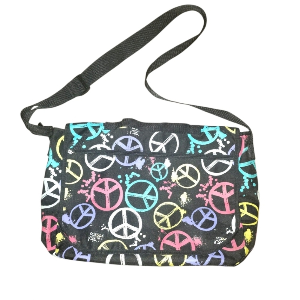 Joe Boxer Messenger bag Laptop Book bag Multicolor Peace sign NEW